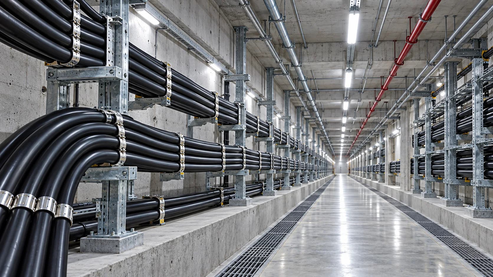 Hongce Cable YJLV 0.6/1kV Aluminum XLPE Power Cable in underground cable tunnel installation
