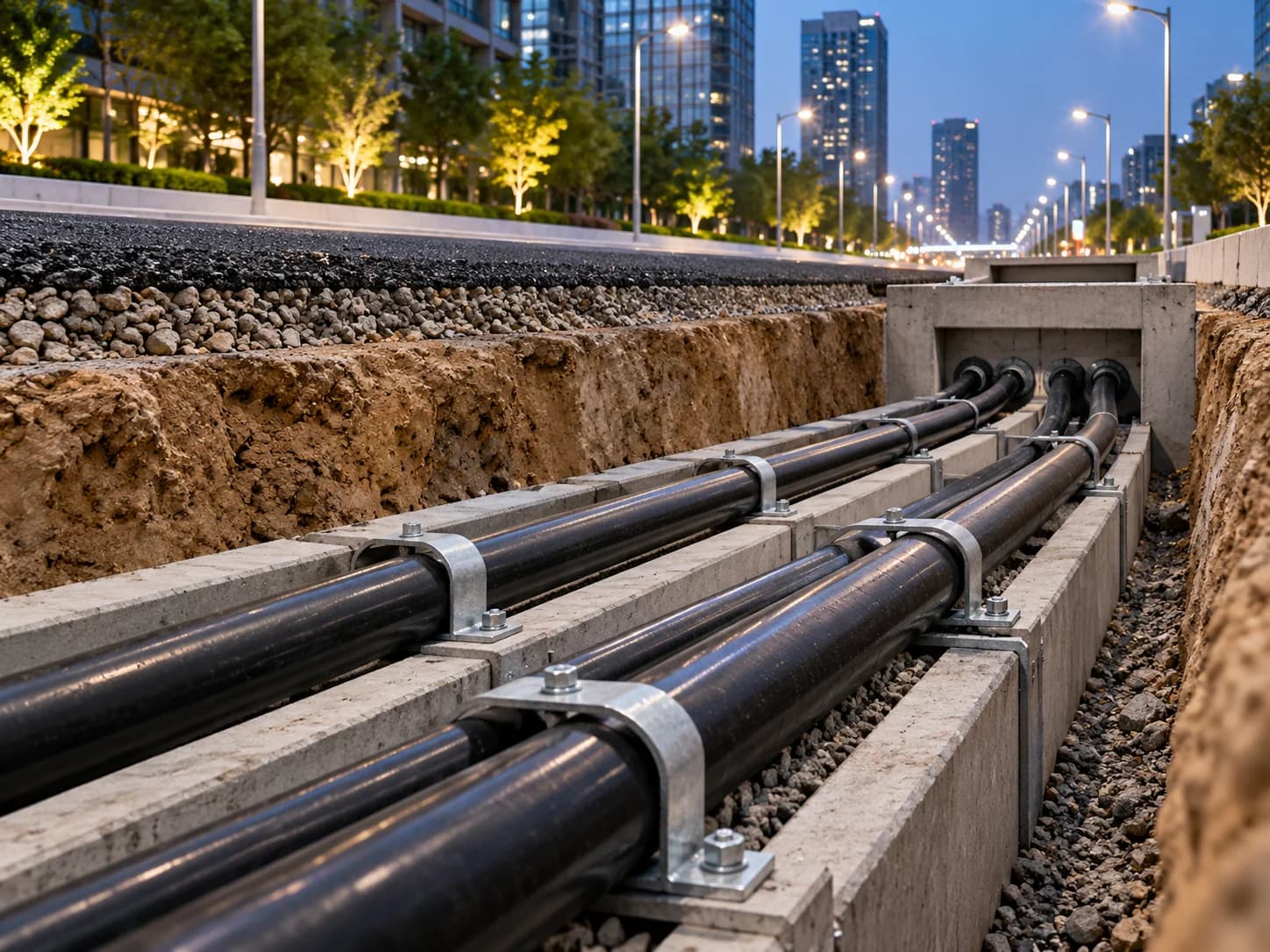 Hongce Cable YJLV32 Aluminum XLPE Steel Wire Armored PVC Sheathed Power Cable Underground Trench Installation Scene