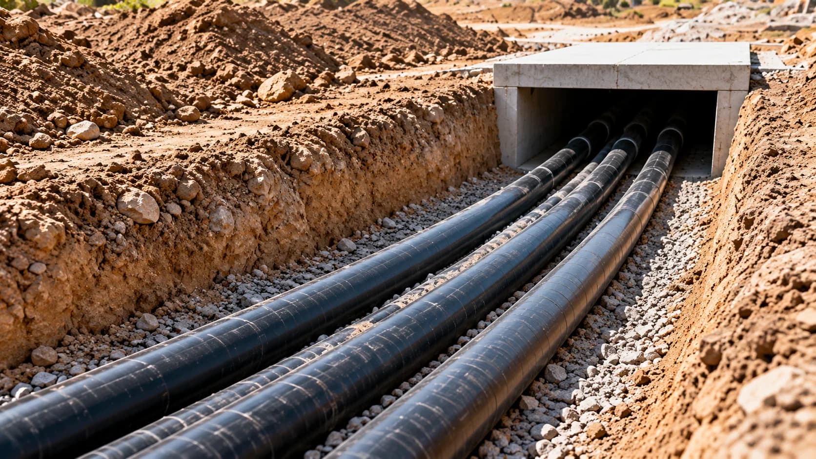 Hongce Cable YJLV22 0.6/1kV aluminum armored power cable installed in underground cable trench and utility distribution networks