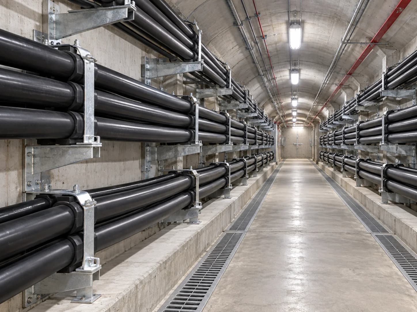 Hongce Cable ZR-YJV 0.6/1kV XLPE Insulated Power Cable installed in underground cable tunnel for infrastructure power transmission