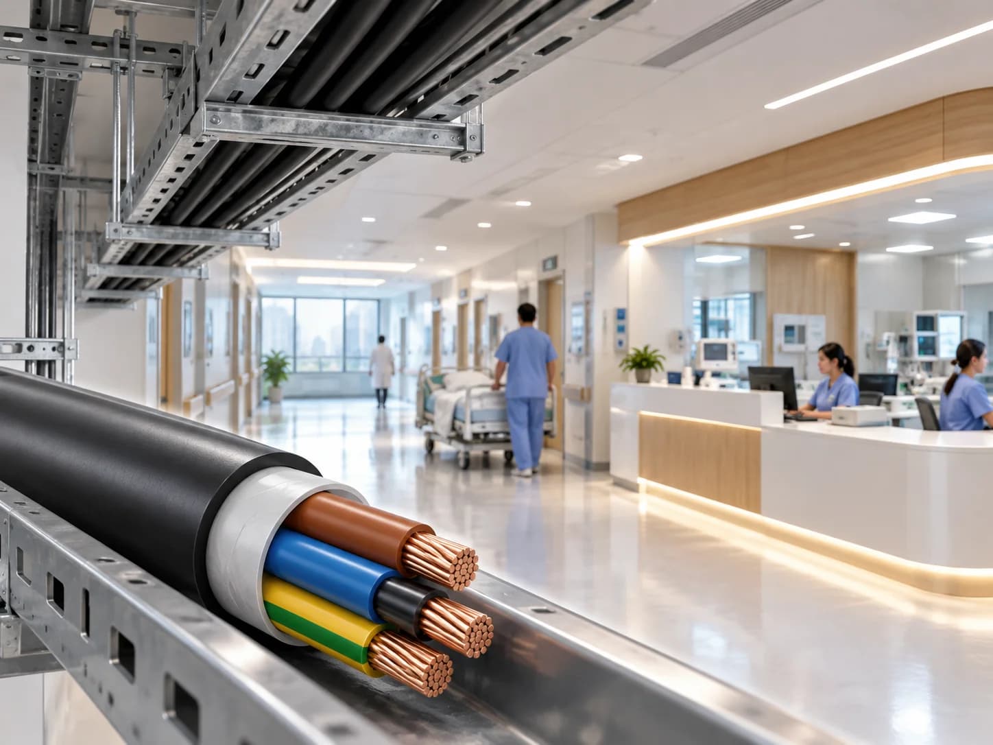 Hongce Cable WDZ-YJY 0.6/1kV LSZH Copper XLPE Power Cable application in hospital buildings for safe electrical distribution